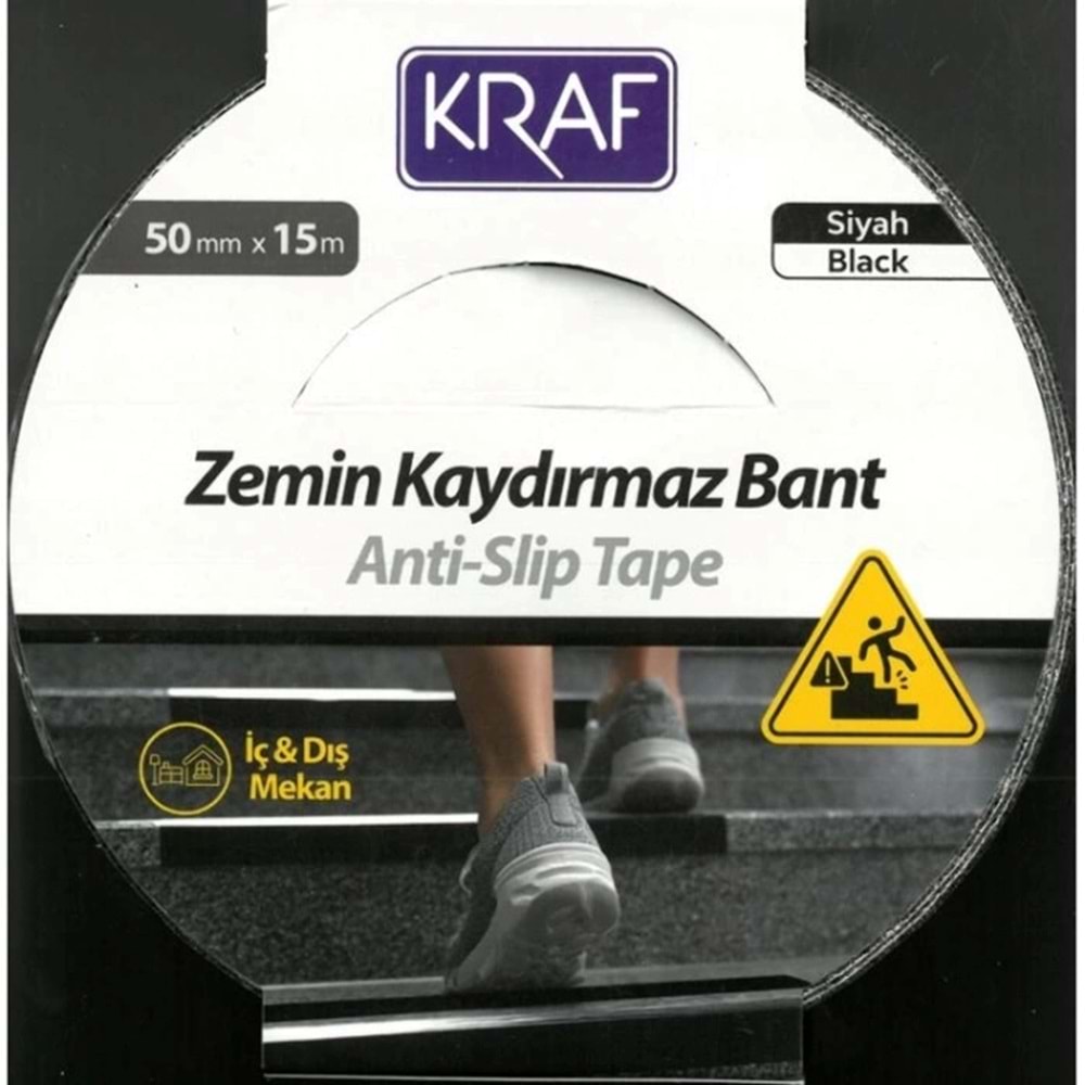 Kraf Zemin Kaydırmaz Bant 50 mm x 15 m Siyah