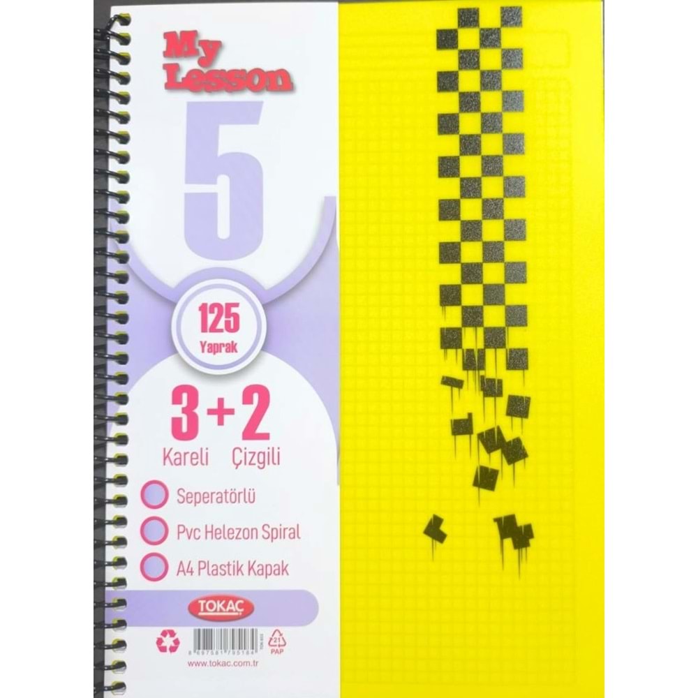 Tokaç 3+2 125 Yp 5 Bölmeli Ayraçlı Defter