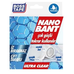 Boss Tape Nano Çift Taraflı Bant 19 mm x 3 mt.
