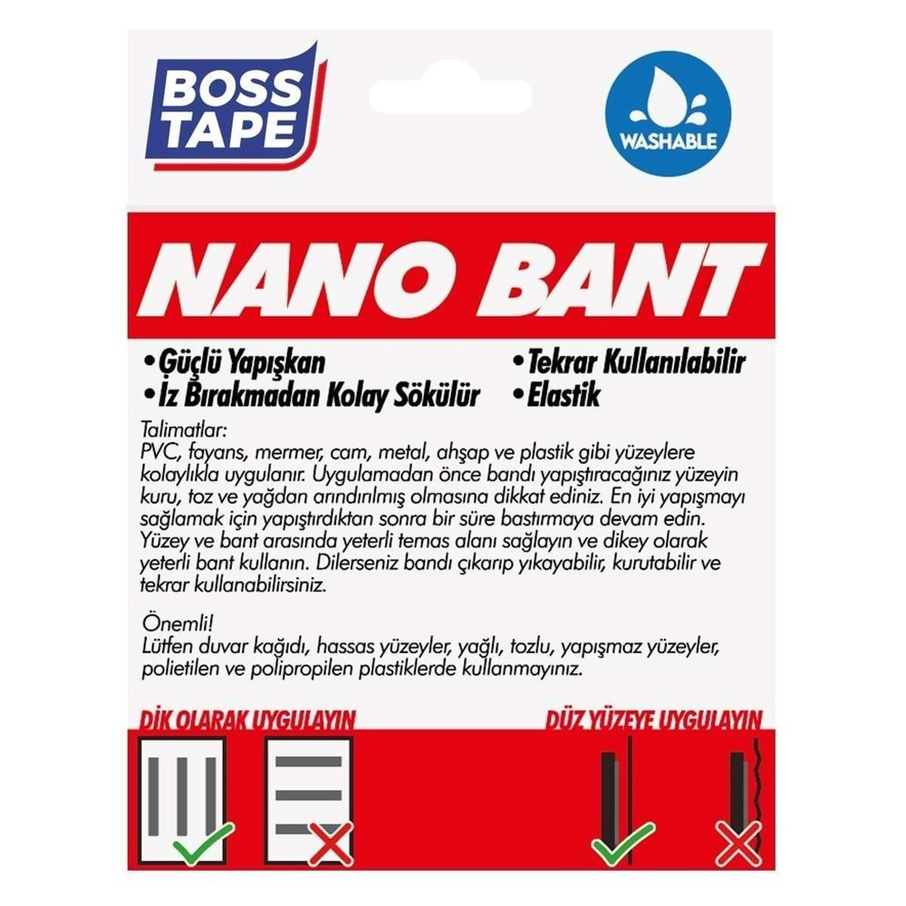 Boss Tape Nano Çift Taraflı Bant 19 mm x 3 mt.