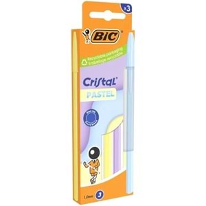 Bic Tükenmez Kalem Cristal Pastel 3 Lü Set Mavi Mürekkep