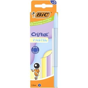 Bic Tükenmez Kalem Cristal Pastel 3 Lü Set Mavi Mürekkep