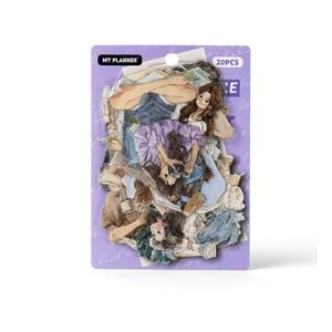 Vintage Girls Şeffaf Scrapbook Sticker 20 Li Paket