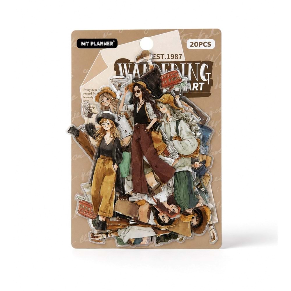 Vintage Girls Şeffaf Scrapbook Sticker 20 Li Paket