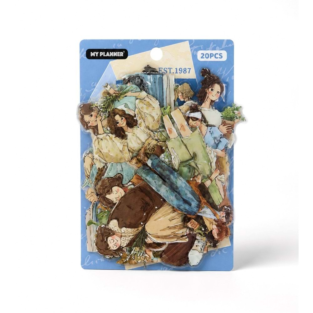 Vintage Girls Şeffaf Scrapbook Sticker 20 Li Paket
