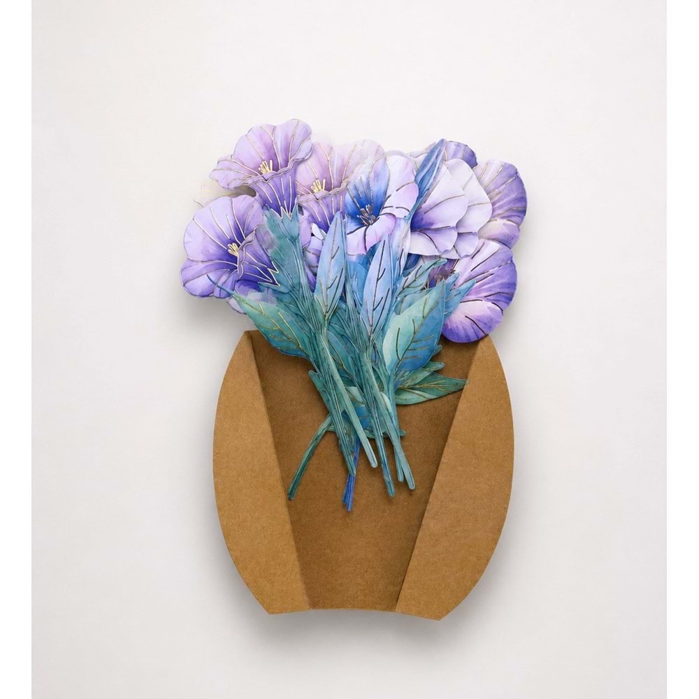 Çiçek Buketi Scrapbook Kağıdı 8 Adet