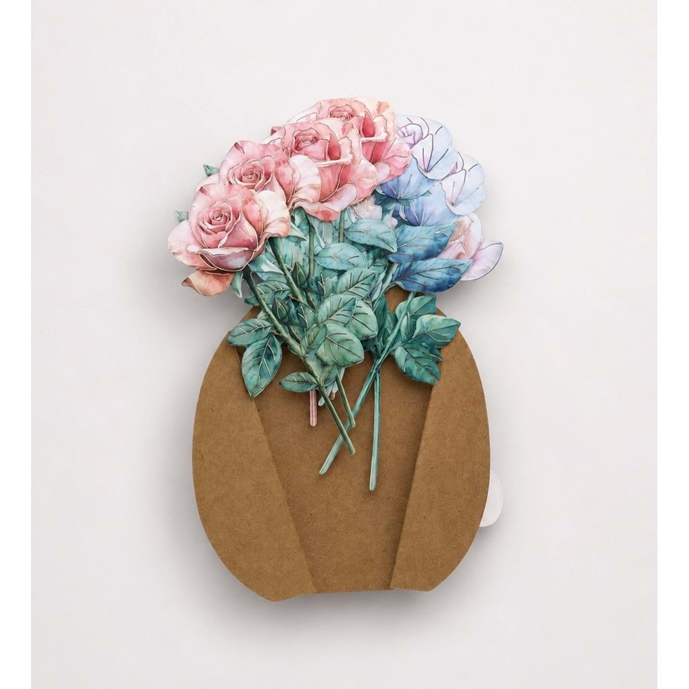 Çiçek Buketi Scrapbook Kağıdı 8 Adet