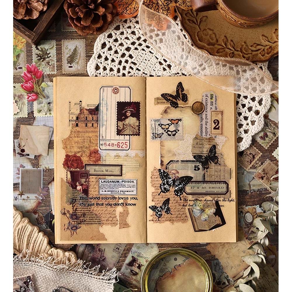 Vintage Sticker Book 20 Sayfa 10x15 cm
