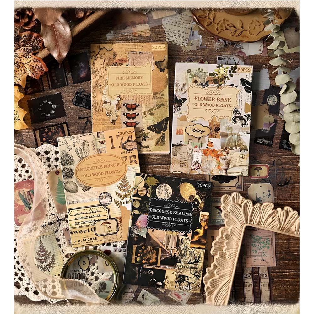 Vintage Sticker Book 20 Sayfa 10x15 cm