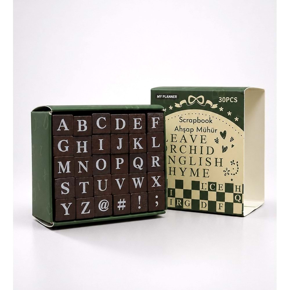 Ahşap Harf Scrapbook Mühür Seti