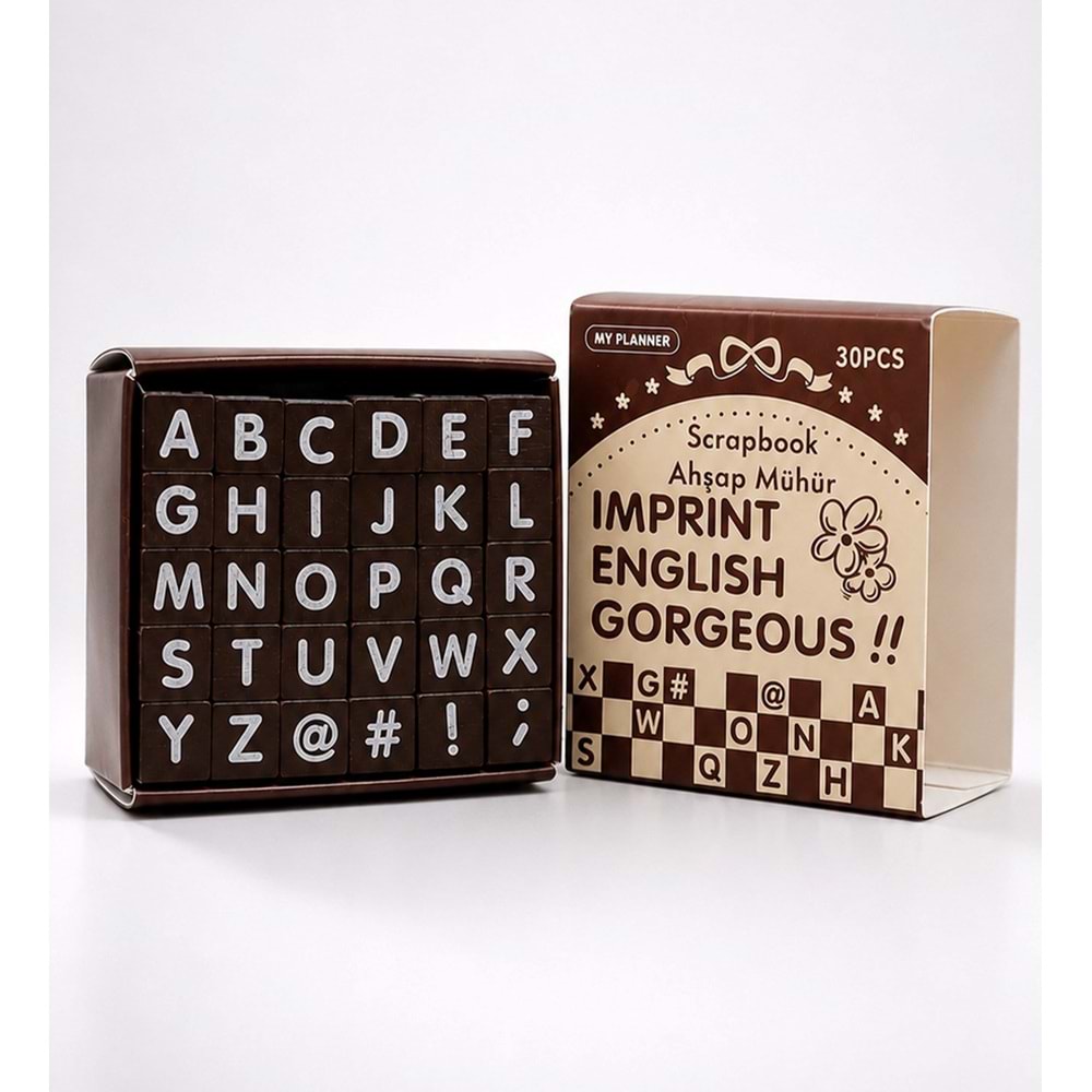 Ahşap Harf Scrapbook Mühür Seti