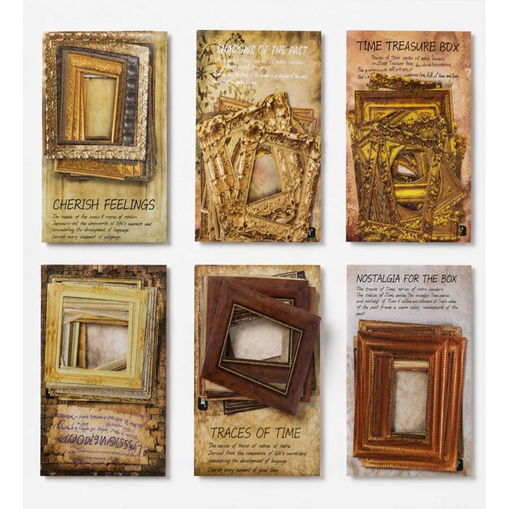Nostaljik Çerçeve Scrapbook Süsleme Kağıt Seti 30 Lu