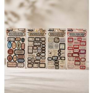Retro Etiket Scrapbook Sticker Seti 6 Sayfa