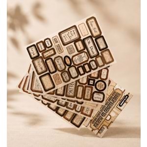 Retro Etiket Scrapbook Sticker Seti 6 Sayfa
