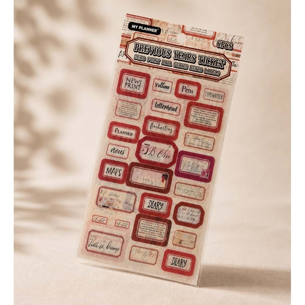 Retro Etiket Scrapbook Sticker Seti 6 Sayfa